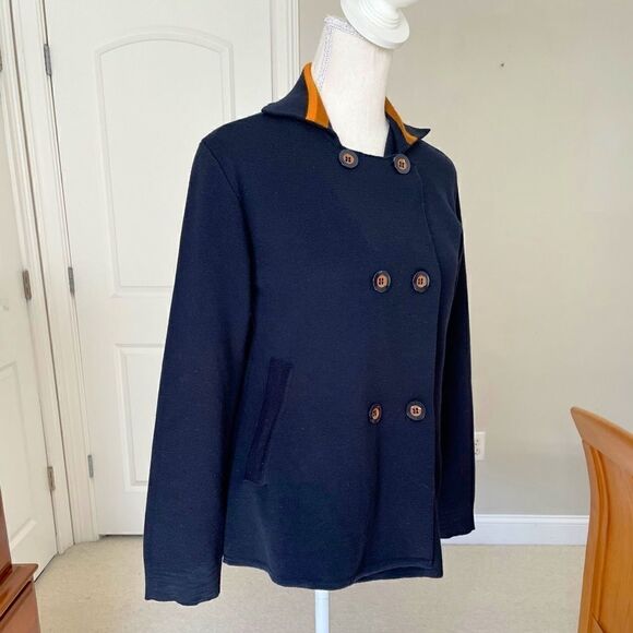 Alpha Studio Navy and Orange Knit Jacket - Picture 5 of 8